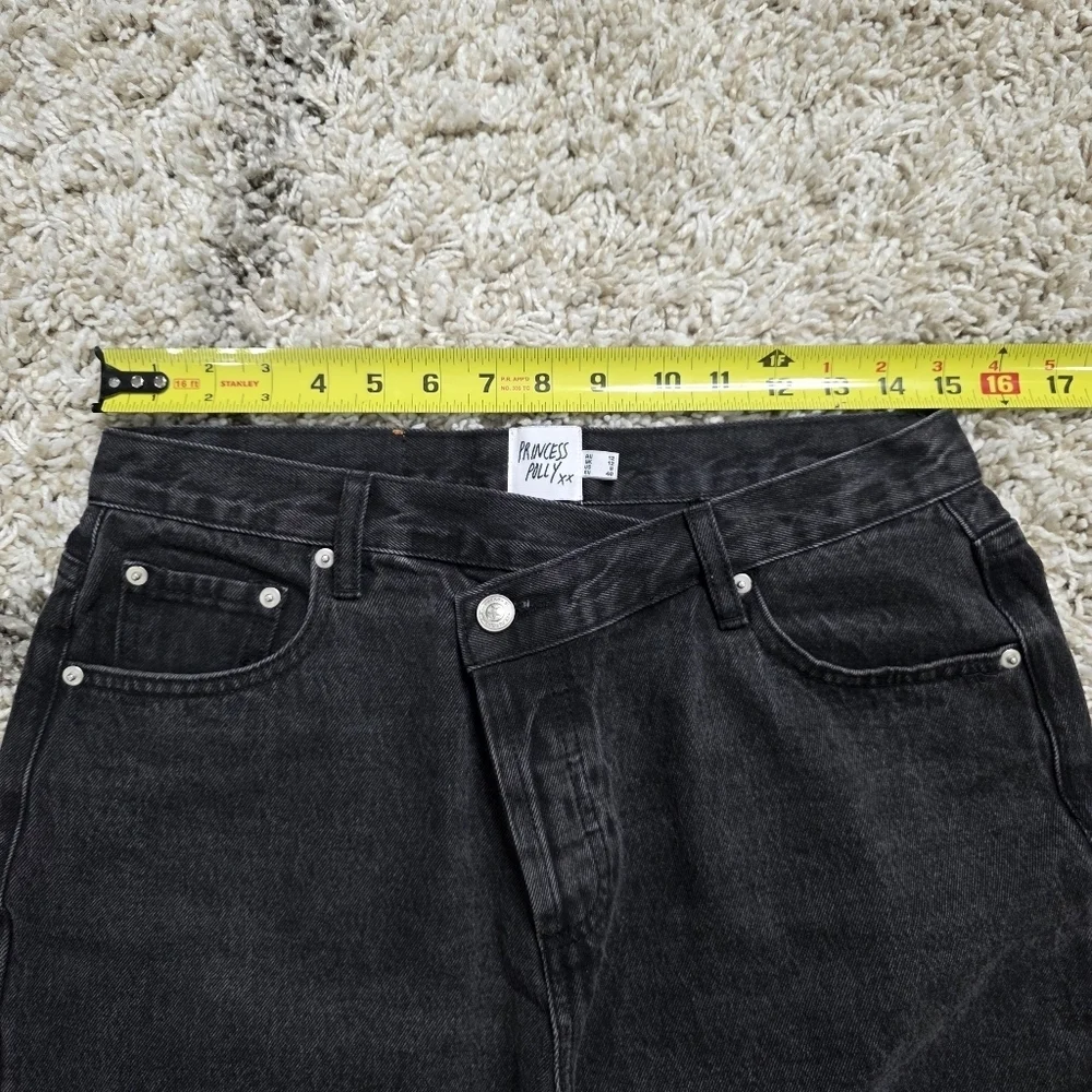 Princess Polly Black Straight Leg Jeans Size 8 - Picture 6 of 8